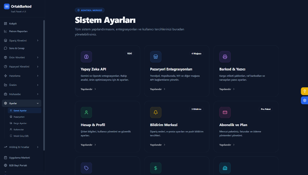 Ayarlar ve Entegrasyon