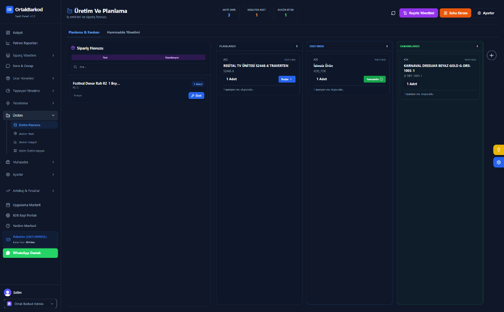 Üretim Planlama ve Kanban Ekranı